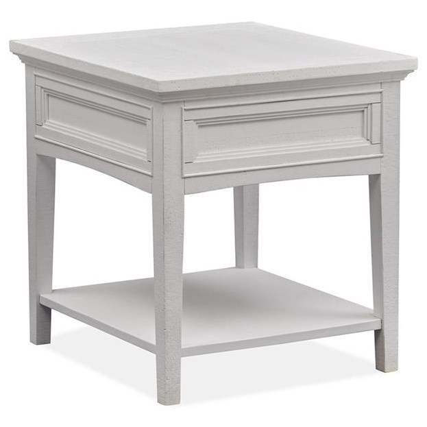 Magnussen Home Heron Cove Rectangular End Table with Drawer Reeds